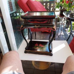 Antique oriental hand painted  End table