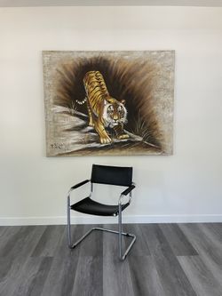 Post Modern 1960s 1970s Mid Century Oil TIGER PAINTING Framed & Signed MAKE ME AN OFFER