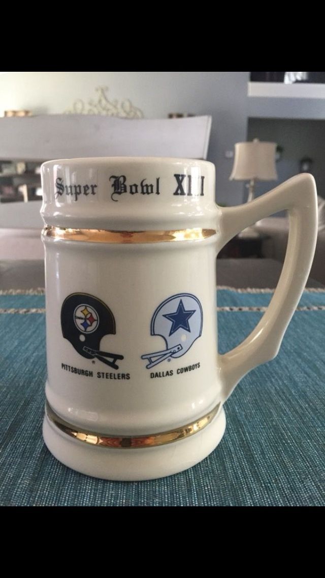 Super Bowl 13 Dallas Cowboys Pittsburgh Steelers beer mug