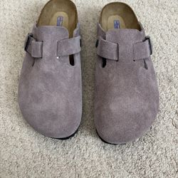 Birkenstock Women's Suede Boston Clogs—Size 37—Light Purple
