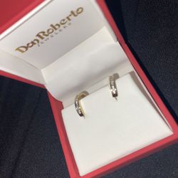 14k Yellow Good ma Diamond Hoop Earrings