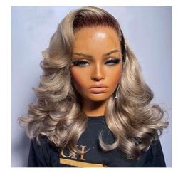 Silver Ash Blonde Human Hair Lace Wig 14-16 Inches Pre-Layered and Styled 