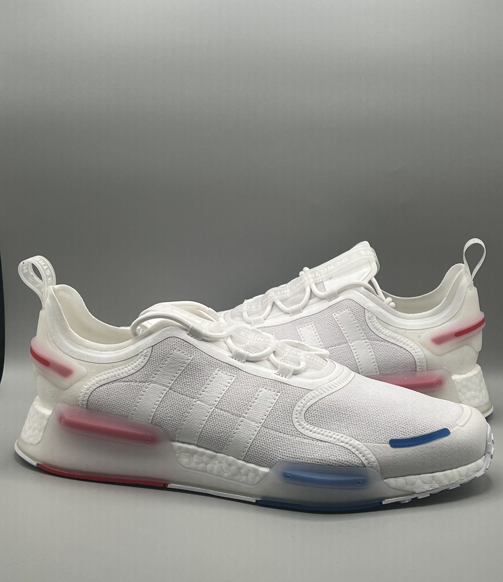2021 Adidas NMD v3 White Blue Red Running - Men’s Size 14 (GX3379)