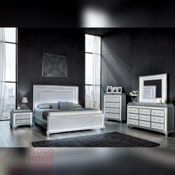 4- Pieces white LED Queen Size Bedset