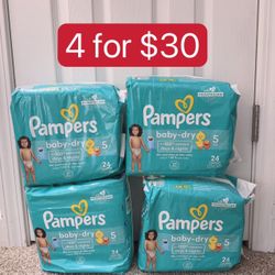 Pampers baby-dry size5    4 for$30