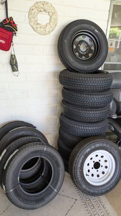 Tire / Wheel combos, st175x80x13  on New black 5 on 4.5 lug