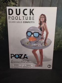POZA Silver Duck Pool Tube with Gold Confetti