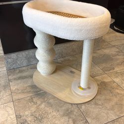Fairela - Cat Scratching Stand with Dual Posts, Plush Woven Perch, and Interactive Ball Toy
