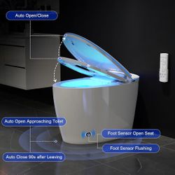 Smart Toilet with Bidet Built in, Bidet Toilet with Foam Shield, Auto Open/Close Lid & Dual Flush, Instant Warm Water & Dryer, Tankless One Piece Elon