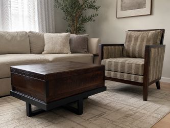 Solid Wood Coffee Table & Matching Accent Chair