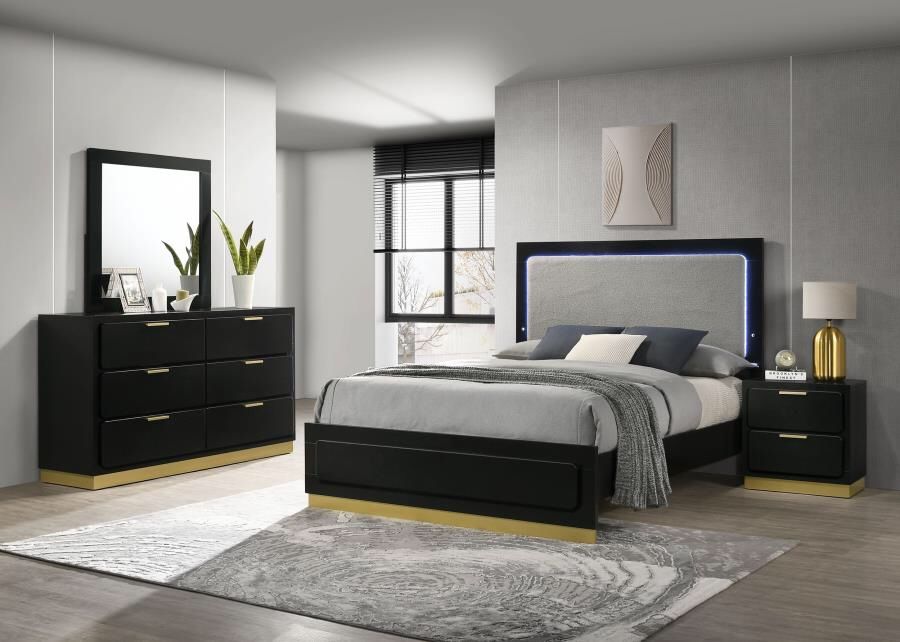 4 Piece Bedroom Set Include Queen Bed, Dresser, Mirror, 1 Nightstand…Optional Chest can be added