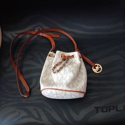 Michael Kors Women's Natural Michael Frankie mini Drawstring Bucket Shoulder Bag