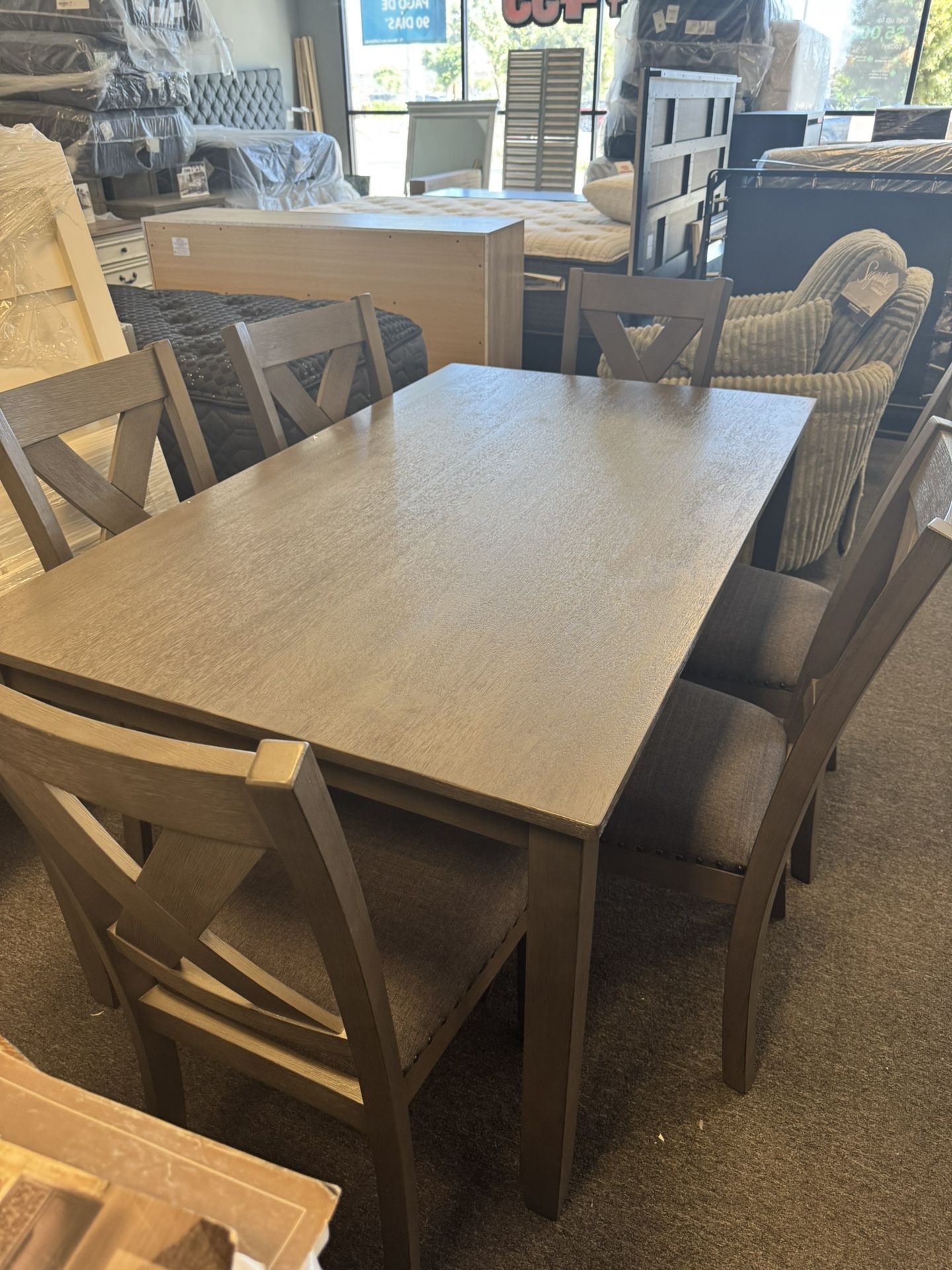 New Gray 7 Pc Dining Table Set — Just In Time For The Holidays — Thanksgiving 🍁🍂