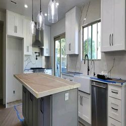 Kitchen Cabinet, Countertop And Floors.