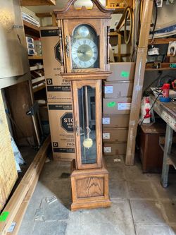 Vintage Emperor Grandfather Clock – Oak Wood – With Original Paperwork