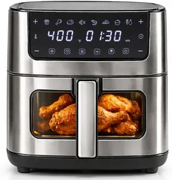 Simple Deluxe 8-in-1 Air Fryer 6.34 Qt, Digital Preset Airfryer with Visible Window, Nonstick and Dishwasher-Safe Basket, Air Fry, Chicken, Pizza, Deh
