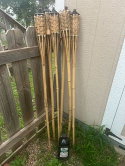(6 pack) Mainstays Bamboo Lawn & Garden Torch - 57 Inch | Made From Real Bamboo | Fiberglass Wick 🎋