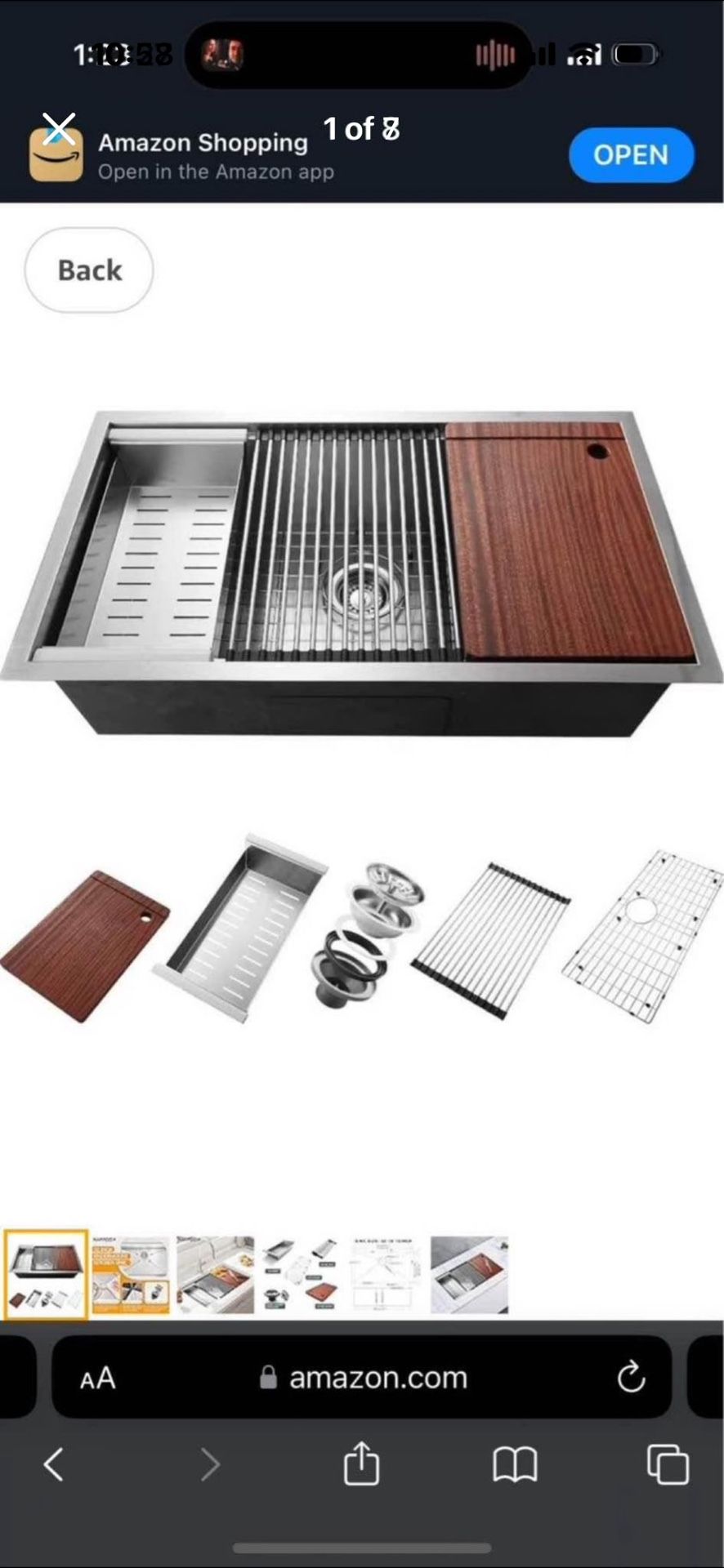 32 Inch Kitchen Sink Undermount Ledge Workstation Sink Deep Single Bowl Tight Gauge Stainless Steel