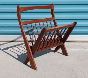 Vintage Mid Century Danish Teak Folding Magazine Stand, c1960s