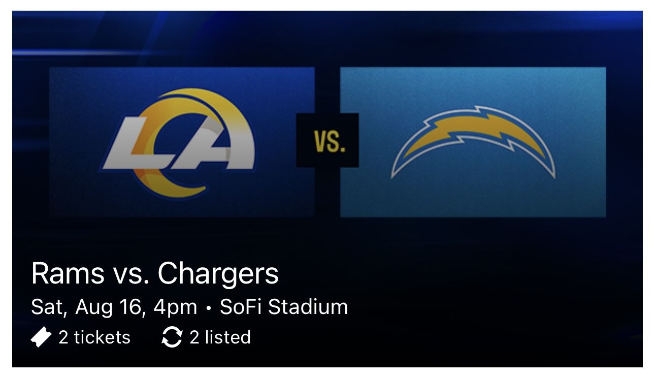 (2) Rams vs. Chargers - Section 305 - Aisle Seats