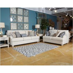 Elegant Linen Cream Sofa Set 