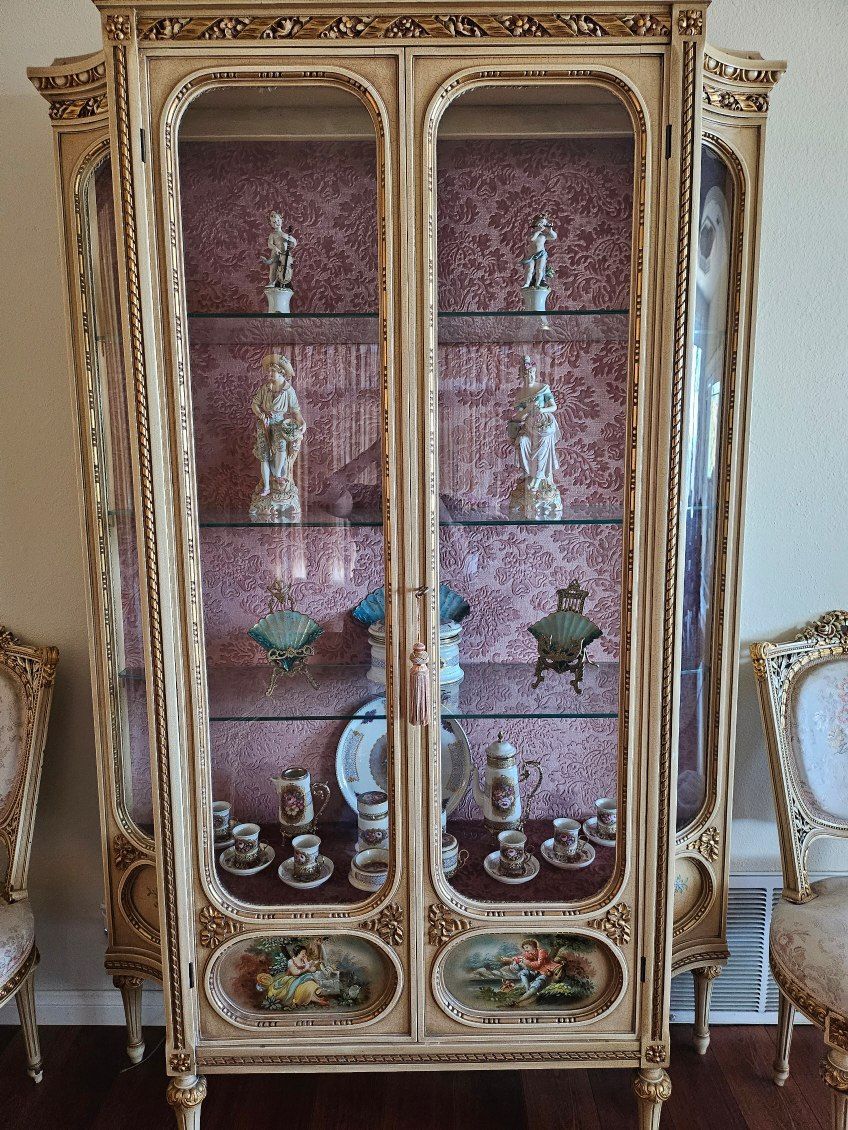 Antique Cabinet With Figurines Included