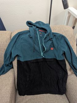 Billabong adventure division quarter zip fleece - Men's size L black/ turquoise blue green