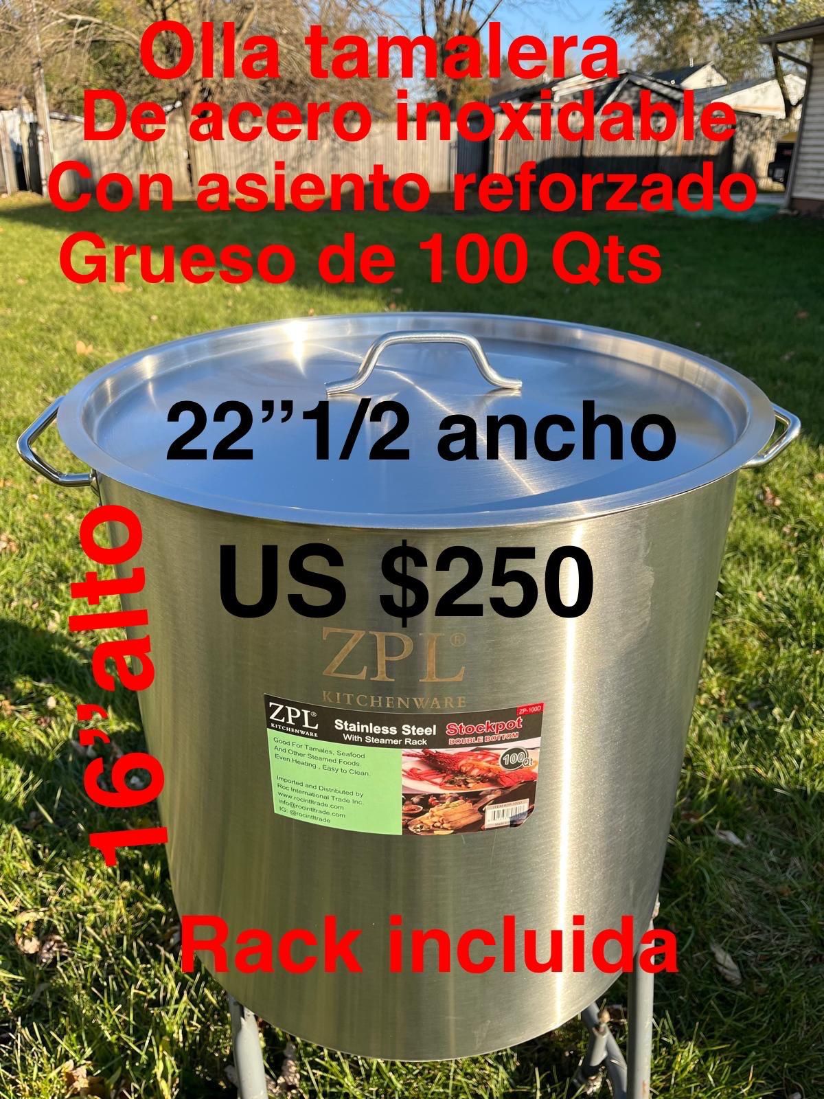 Olla Vaporera, Extra Grande De Acero Inoxidable Con Asiento Reforzado Grueso 