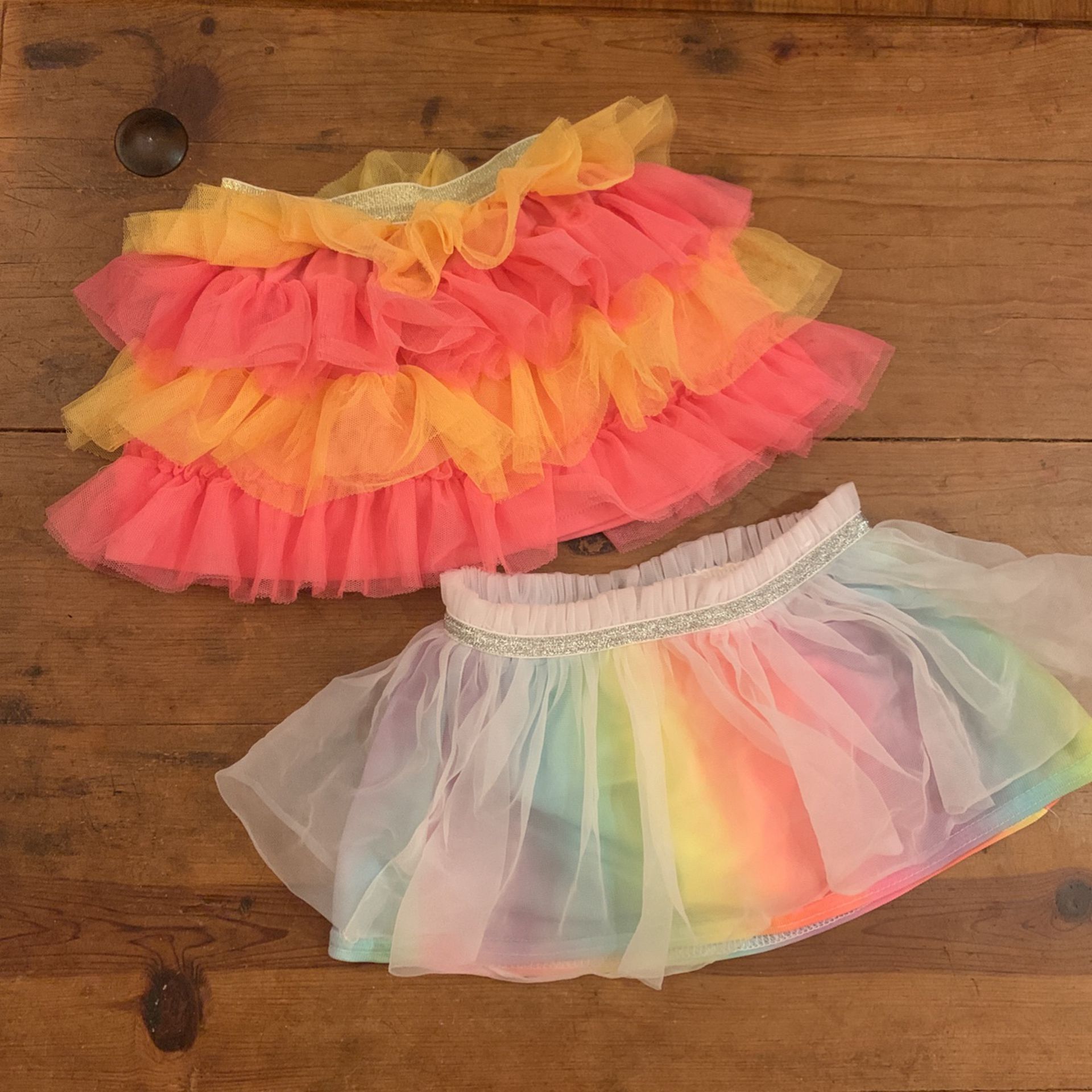 Pair Of Girl’s Small Tutu Type Ruffled  Skirts / Sizes 12 & 18 Months