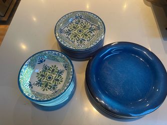 Boho Living Melamine blue/green dish set