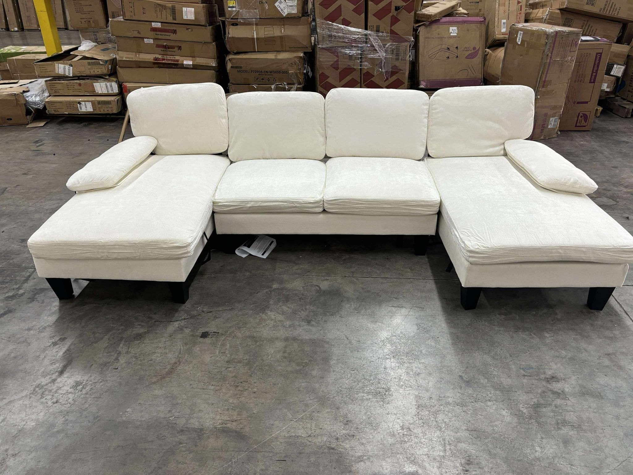 112" Longer Velvet Sofa U-Shaped Sofa Couch Sofa Bed with 6-Seat, Double Chaise,