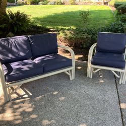 Love Seat And Chair With Newer Cushion Covers