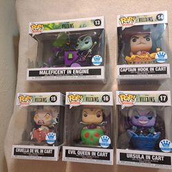 Funko Pop! (Complete Disney Villains Train Set) Maleficent, Captain Hook, Cruella DeVil, Evil Queen, Ursula