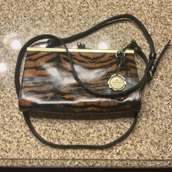 Patricia Nash Balling Leather Frame Crossbody Bag - Wild Tiger