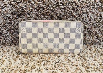 Authentic Louis Vuitton Zippe N60019 White Damier Azur Zippy Wallet 11470