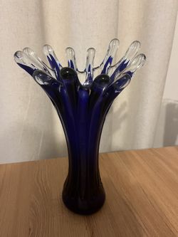 VTG CONALT BLUE SPLASH VASE
