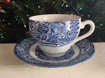 Liberty Blue Historic Colonial Scenes Old North Church Cup & Saucer Set England