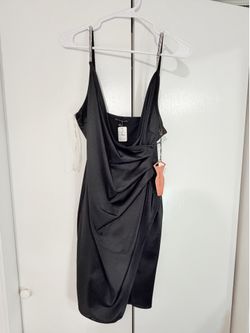 Haute Monde Black Satin Polyester Full Slip, Women’s Regular Size L Solid