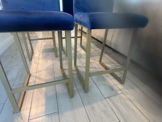 Must GOO!!! 4 Lightly Used Blue Suede & Gold chairs