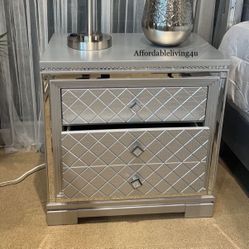 Silver Nightstand W/ USB Plug Brand New In Box