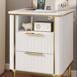 White & Gold Fluted Night Stand - CCT13
