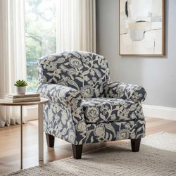 NEW! - Upholstered Accent Chair Navy Floral Pattern