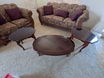 3 Pc Set Cherry finish  coffee table & side tables