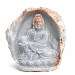 Quan Yin in Angelite Stone | Hand-Carved Natural Sculpture