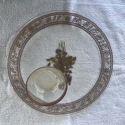 Chip & Dip Plate With Rose Pattern
