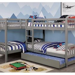 Quadruple Twin Bunk Bed - Trundle Sold Separate (Free Delivery)