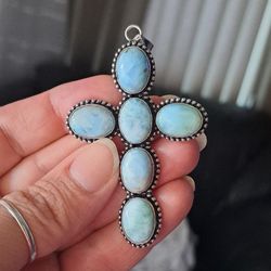 ✝️ Handmade | Larimar Cross Pendant ✝️ 