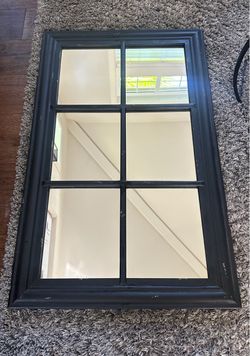 Black Window Pane Wall Mirror