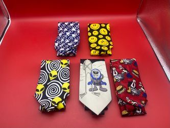 Men’s Vintage Ties Lot of 5 Aliens Space UFO Peace Smile Popeye Wimpy