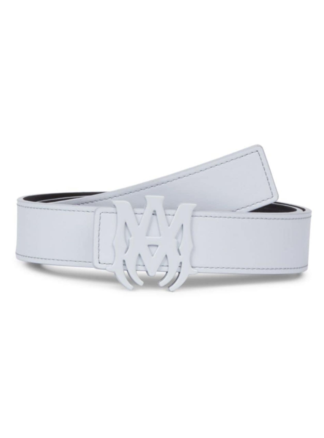 AMIRI Men's MA Logo Leather Belt - Gray Dawn - Size 75 - Authentic & Never Worn